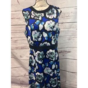 Nine West Blue Sleeveless Zip Closure A Frame Dress Classic‎ Womens Size 14